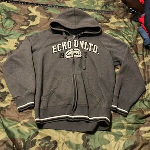 Ecko Unltd full zip fleece hoodie vtg y2k baggy hip hop mens L/23